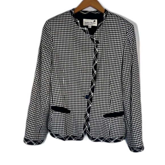 Stanley Blacker for Gantos Vintage Diamond Print Eclectic Blazer Jacket Size 12 - Picture 1 of 13